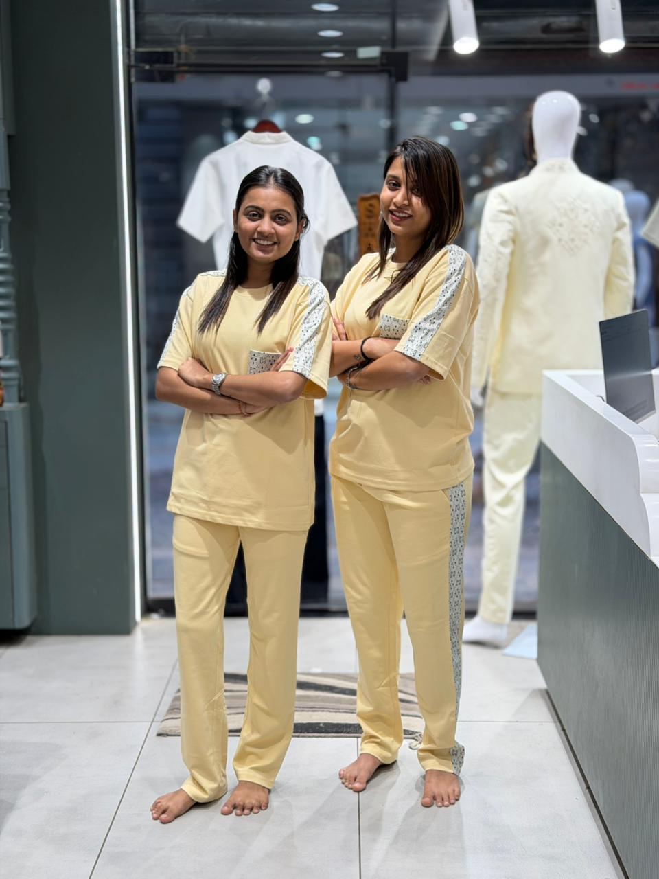 SHAGUN FASHION Couple Matching Combo Set with Printed Pocket & Stripe Detail | Zankhi.in
