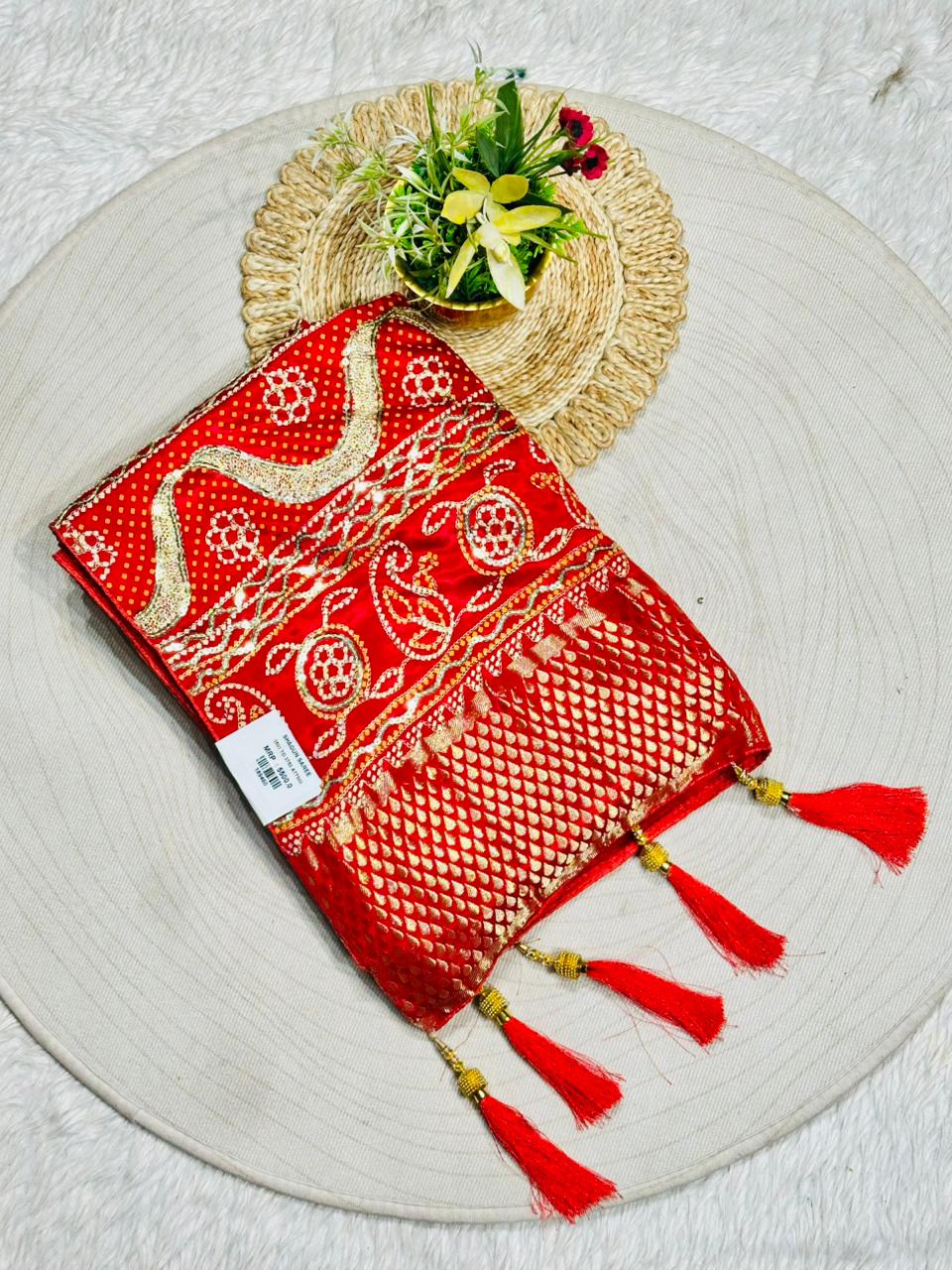 Zari Embroidered Saree with Tassels | Bridal & Festive Designer Saree by Shagun Sarees