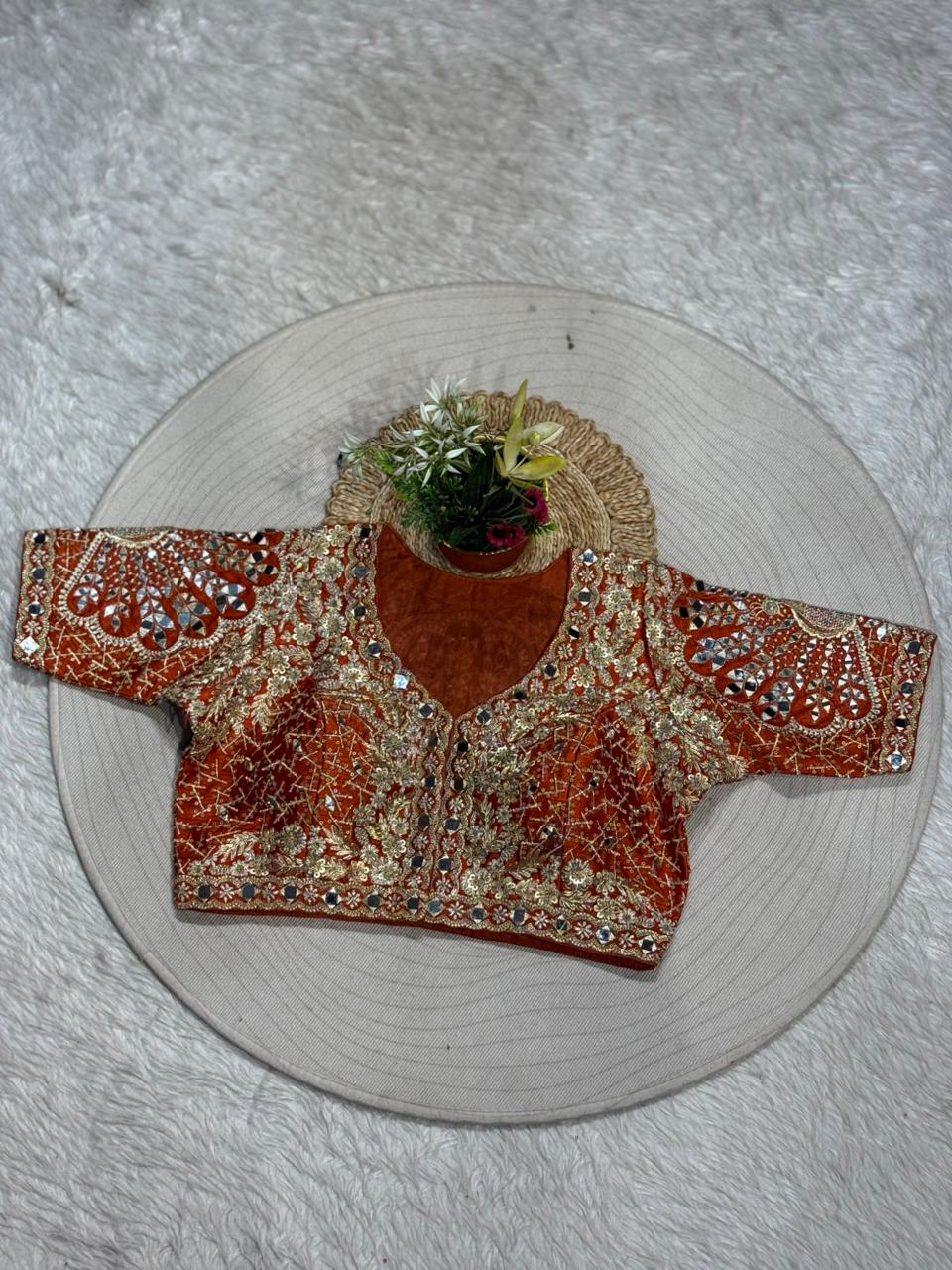 Designer Heavy Embroidered Readymade Blouse | Mirror Work Wedding Blouse for Saree & Lehenga | Shagun Fashion