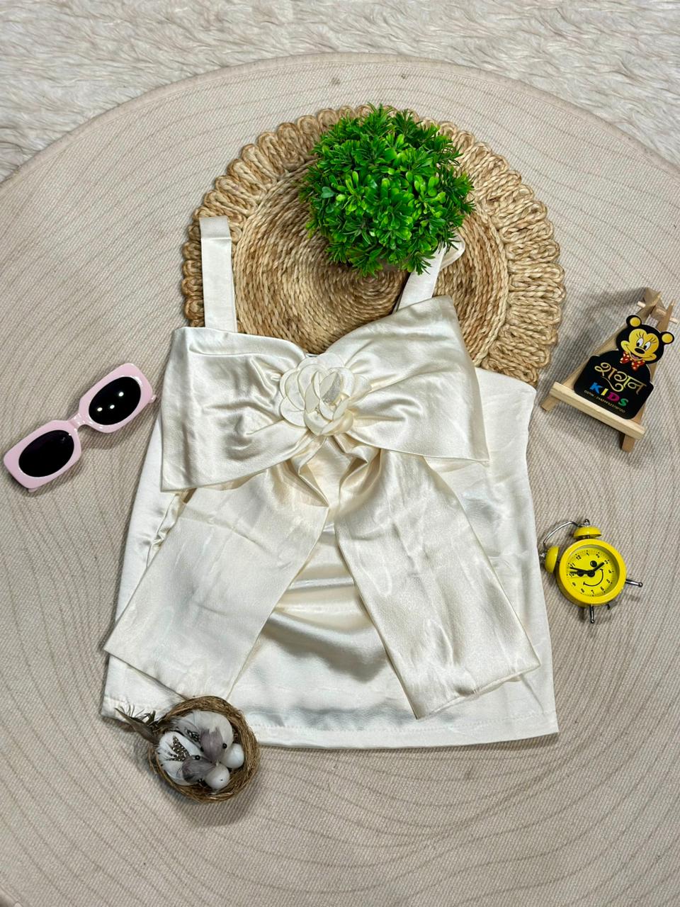 Girls Satin Bow Party Top By SHAGUN FASHION