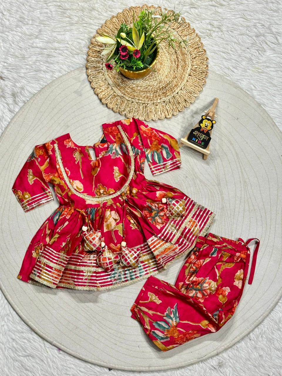 SHAGUN FASHION - Elegant Dark Pink Floral Sharara Set for Your Sweet Girl!