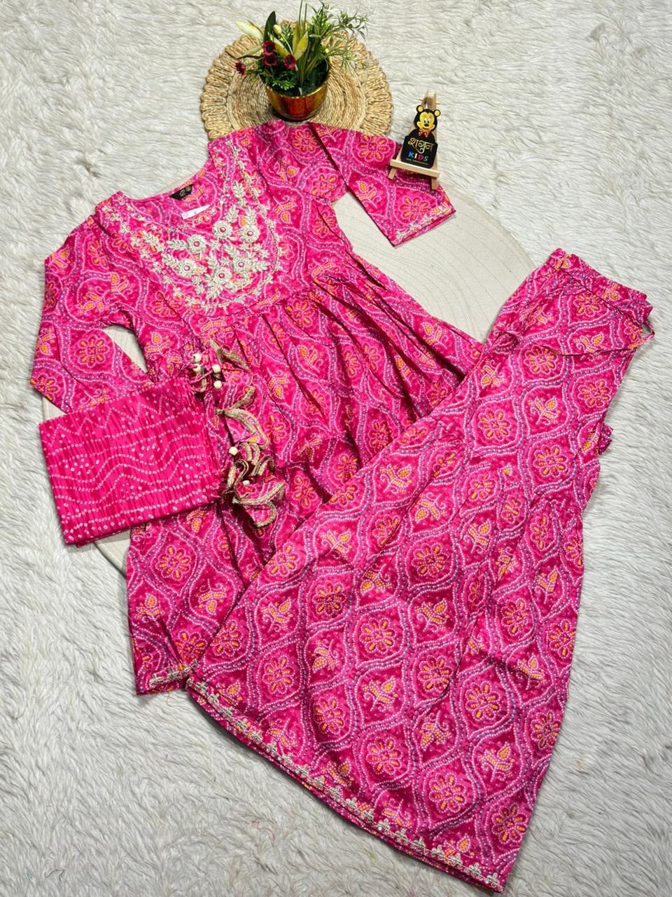 SHAGUN FASHION - Beautiful Bandhani Style Sharara Set for Your Little Princess!