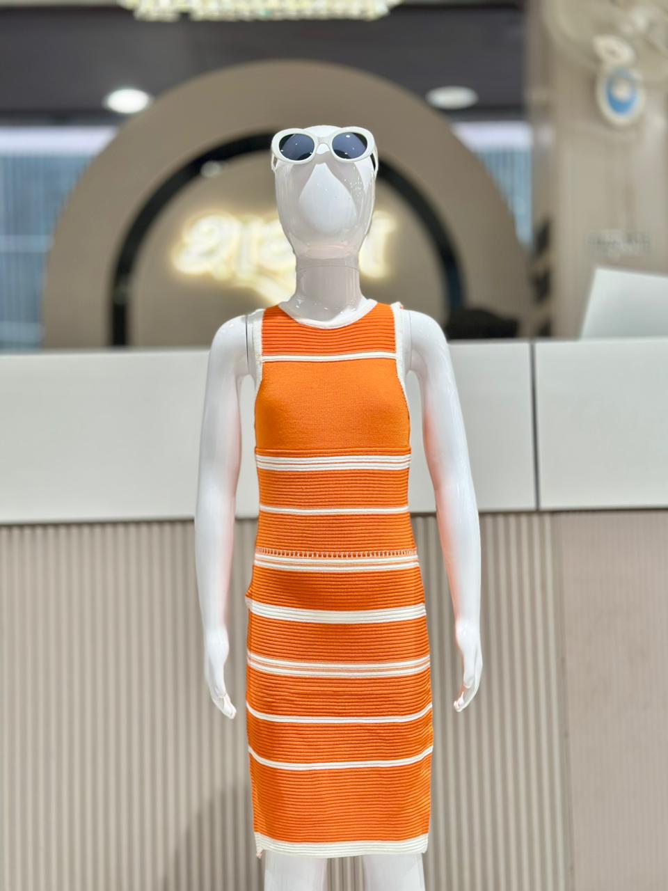 Sporty & Stylish: Striped Ribbed Bodycon Dress by SHAGUN FASHION