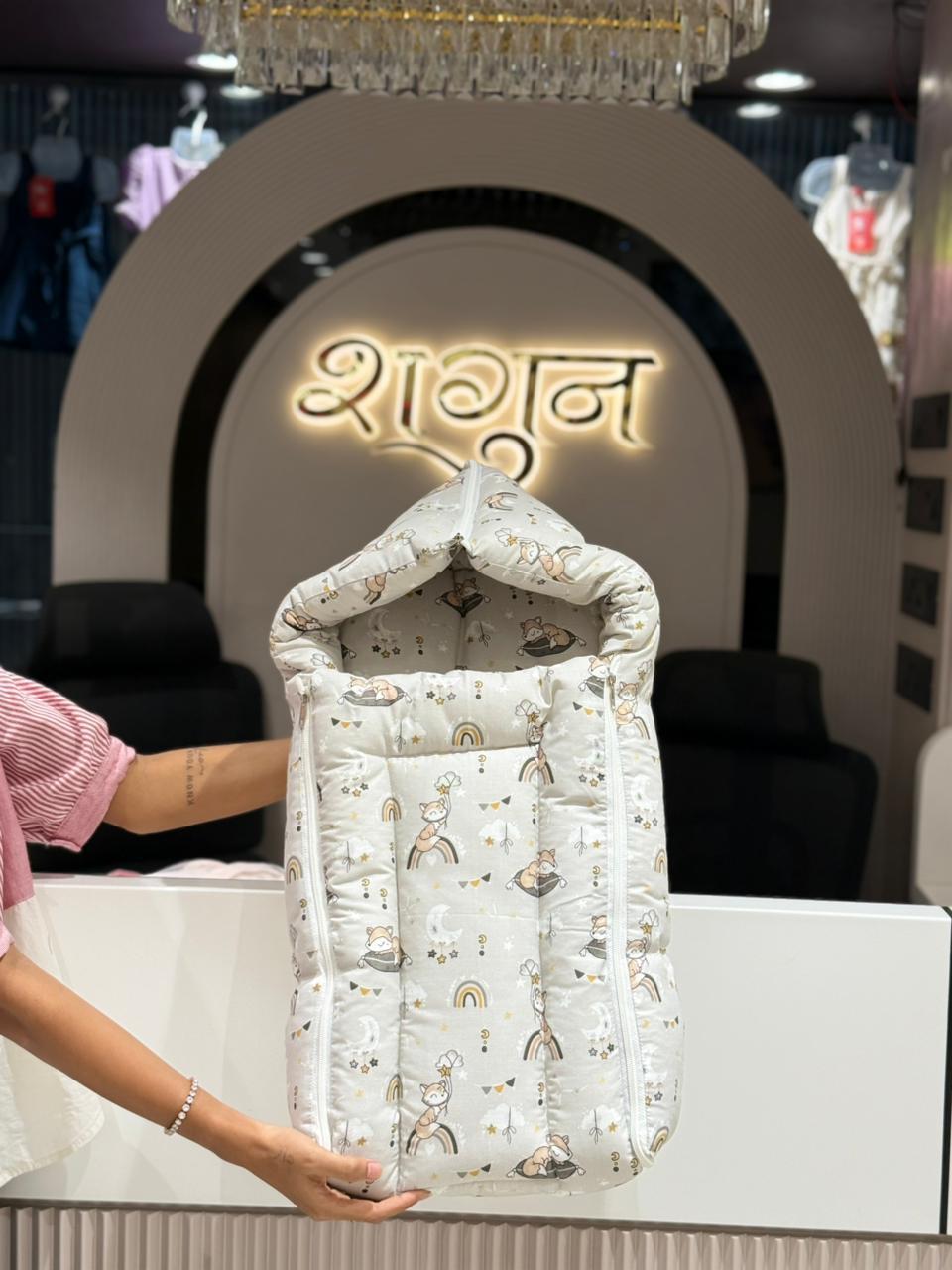 SHAGUN FASHION Premium 3-in-1 Soft Cotton Baby Sleeping Bag, Carry Nest & Hooded Bedding Combo for Newborns