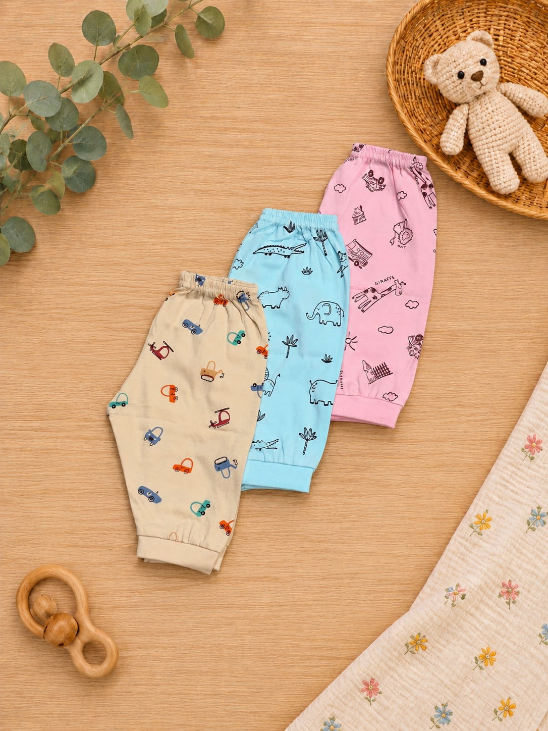 SHAGUN FASHION Super Soft Cotton Baby Pajamas (Pack of 3) – Cute Prints for Boys & Girls