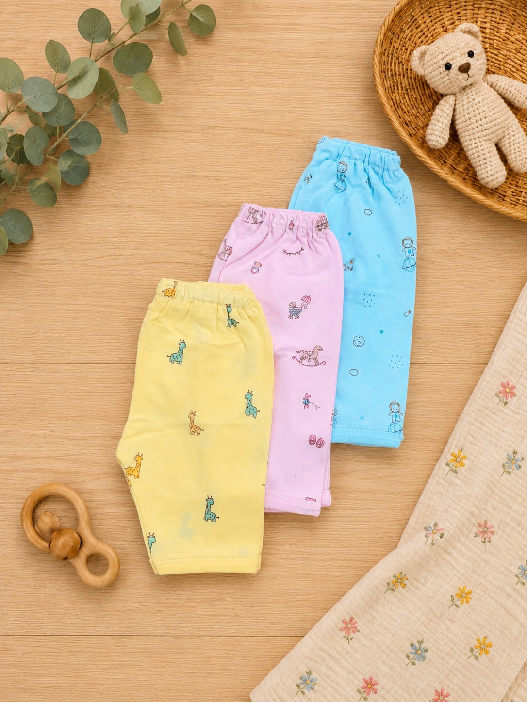 SHAGUN FASHION Super Soft Cotton Baby Pajamas (Pack of 3) – Cute Printed Tracks for Boys & Girls