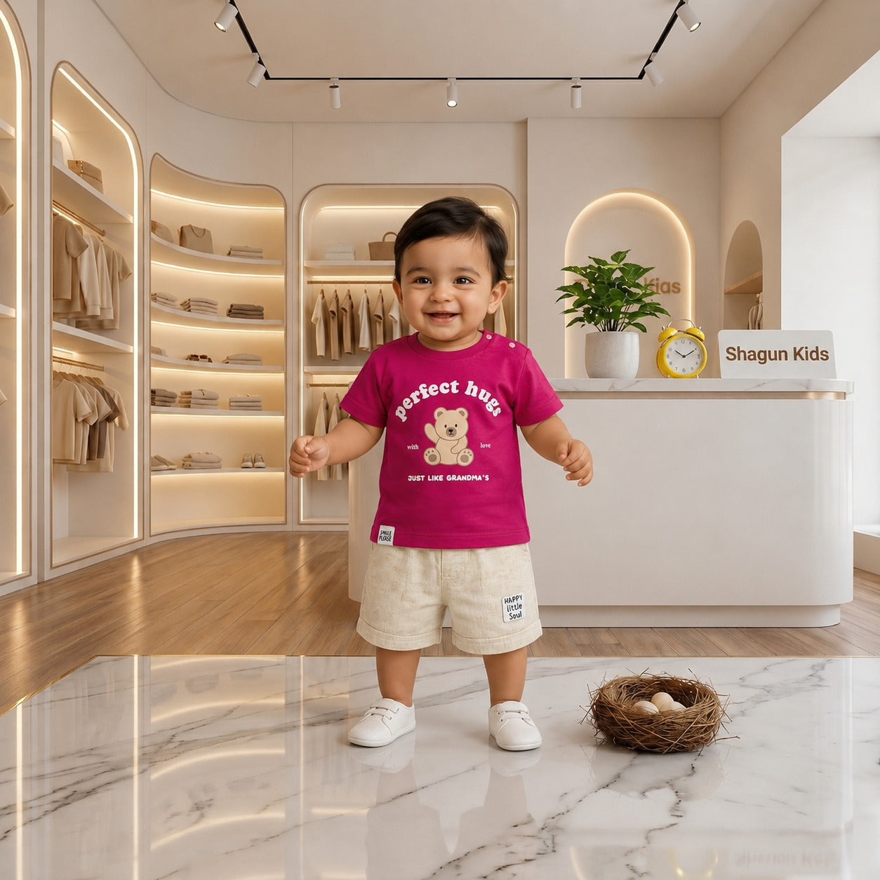 Cute Teddy Graphic T-Shirt & Shorts Set for Toddlers - Exclusive from SHAGUN FASHION