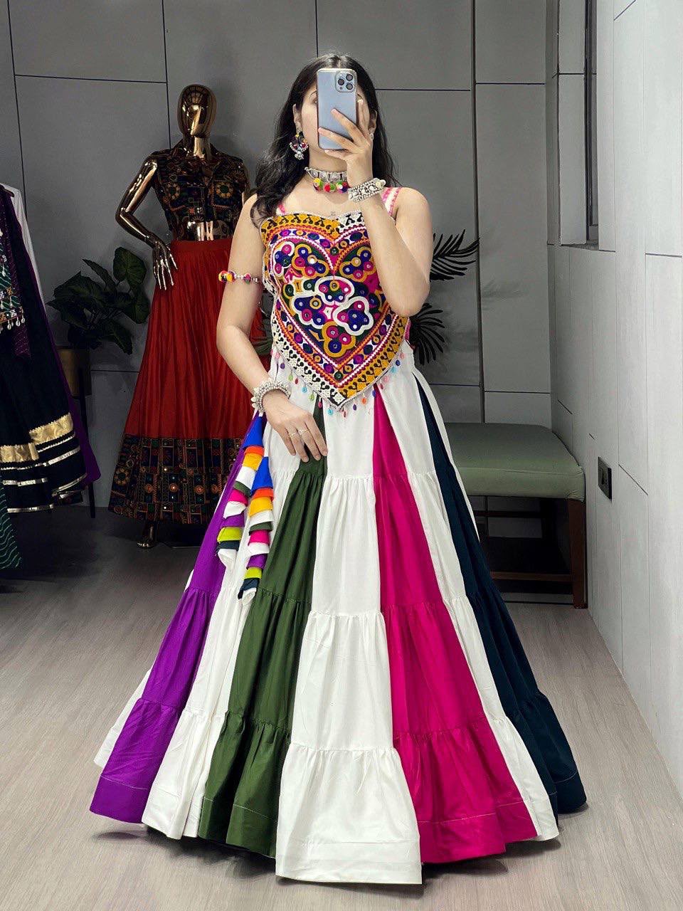 SHAGUN FASHION Traditional Gujarati Navratri Multi-Color Chaniya Choli Set