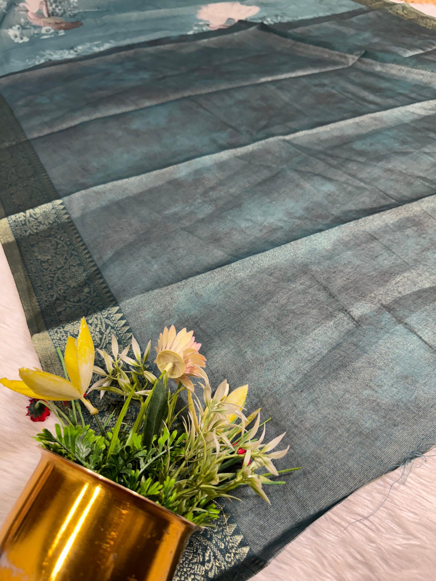 ✨Silky Tissue Saree with Jari Work 🪡 | Peacock Design 🦚 | Party Wear with Jalar Pallu 💃 | Gujarati Style 🌸