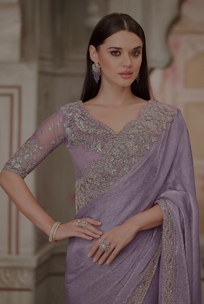 Purple Designer Organza Saree with Heavy Embroidered Blouse for Party & Wedding 💜 | Shagun Sarees Collection ✨