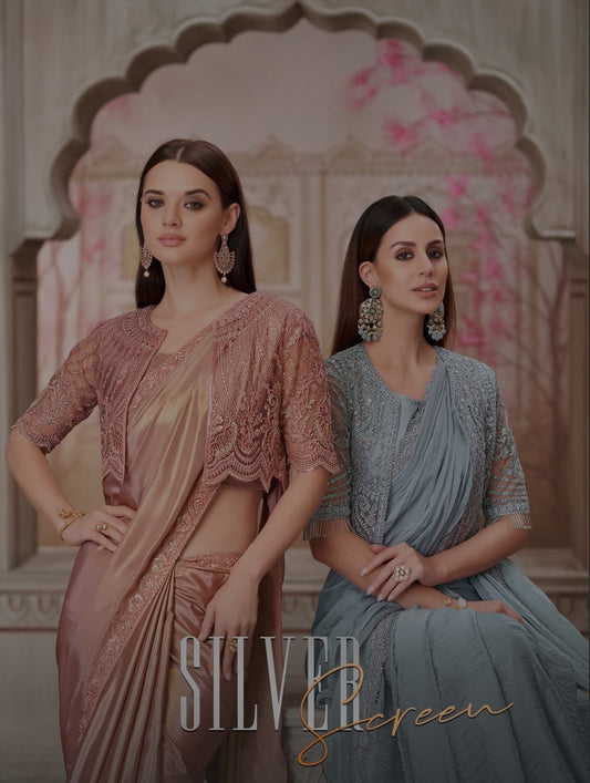 Pure Organza Party Wear Saree with Embroidered Shrug ✨ | Fancy Designer Saree for Weddings & Functions | Shagun Fashion Exclusive | Unstitched Blouse 👚