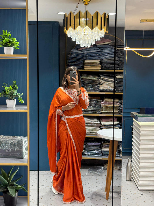 🧵 Premium Embroidered Saree Set with Belt | Designer Look | Shagun Sarees ✨