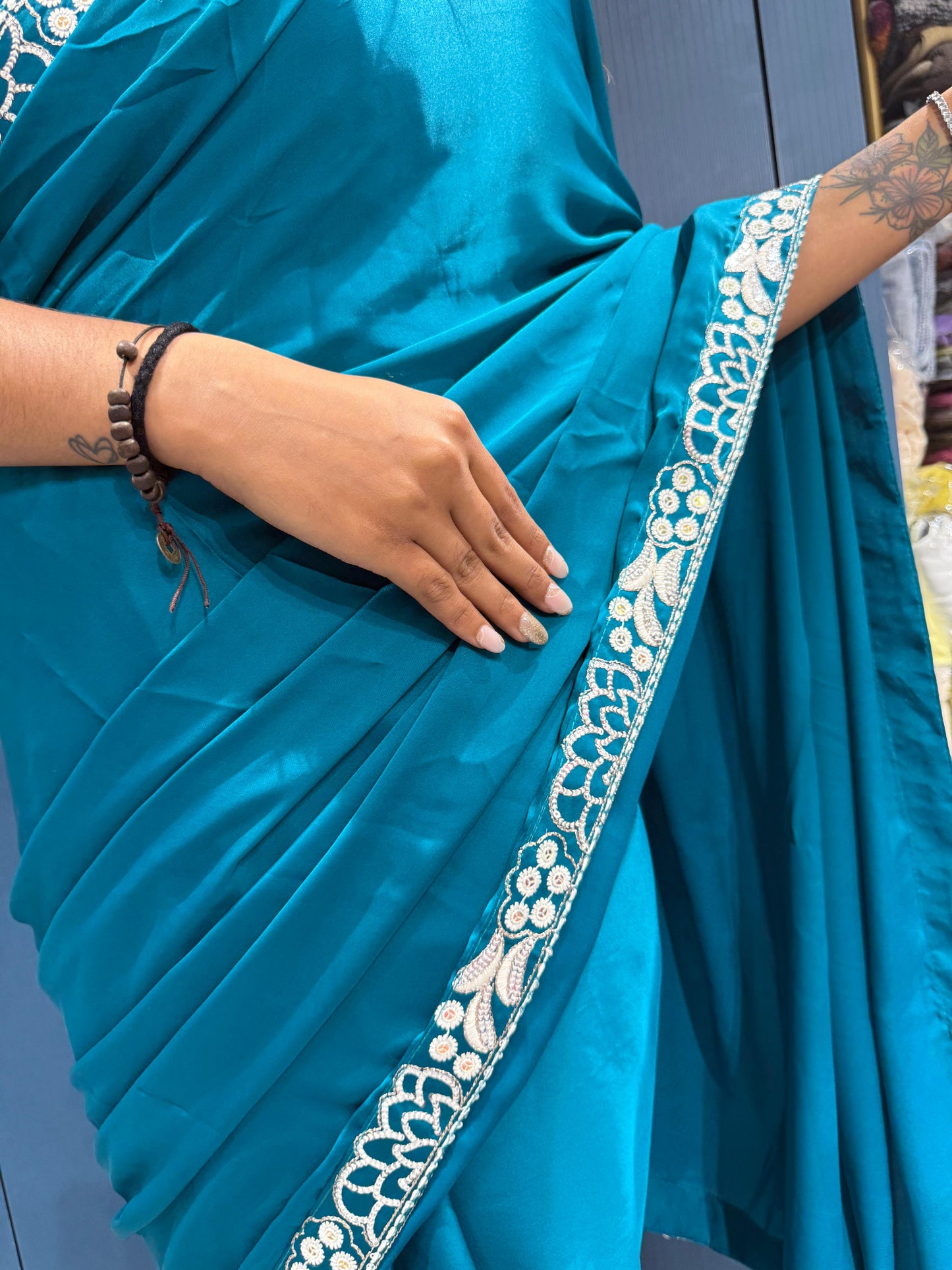 Ready to Wear Embroidered Saree with Designer Blouse & Shrug β¨ | Shagun Fashion Exclusive π