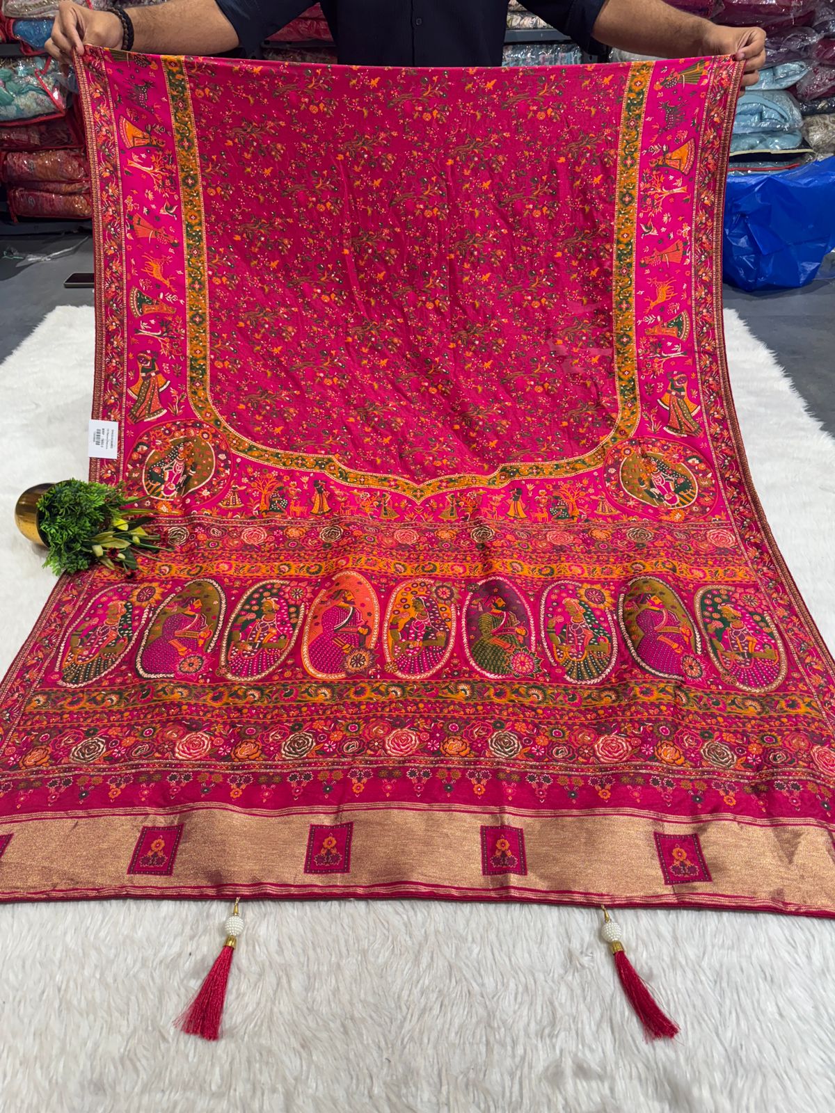 π Royal Pashmina Saree with King-Queen Pallu & Lagdi Patto | Vadivela & Floral Work | Just βΉ1850! πΈβ¨