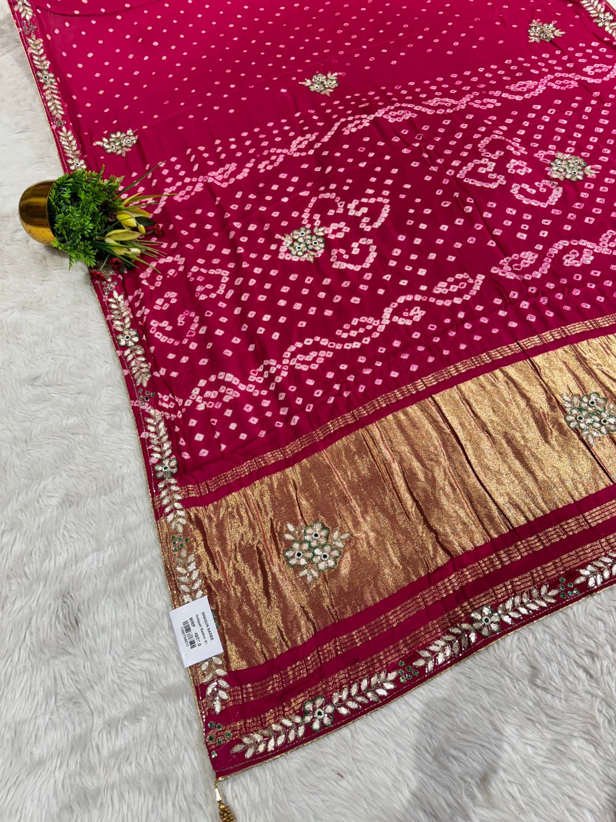 ✨ Maroon Bandhani Gota Patti Saree with Golden Pallu | Festive Wear Saree by Shagun Fashion 🪔