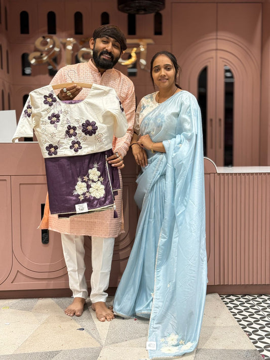 Aplic Saree with Blouse for Wedding & Party Wear