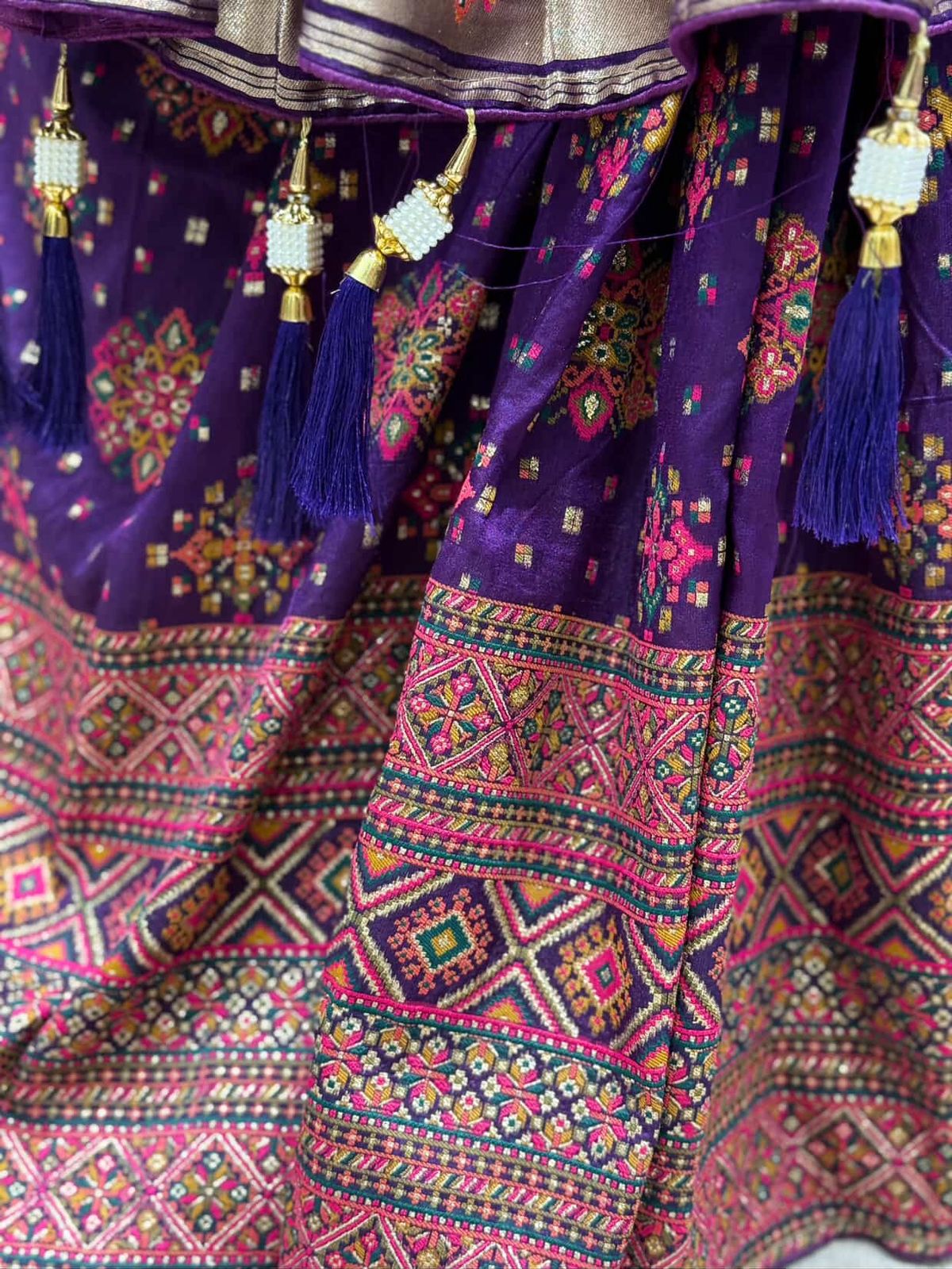 Pashmina Saree with Lagdi Patta & Tassel Pallu