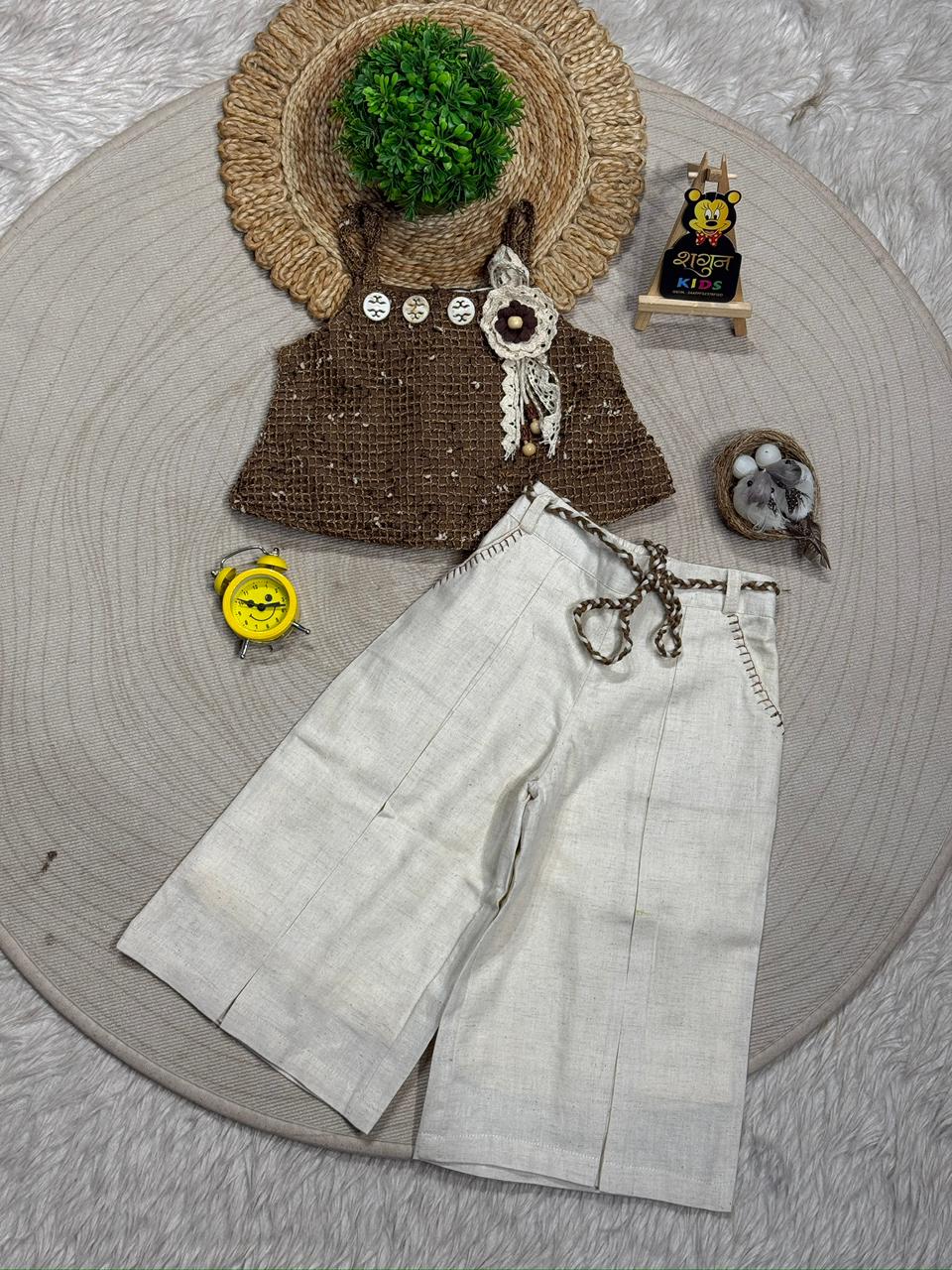 SHAGUN FASHION Kids Trendy Top and Wide-Leg Pant Co-Ord Set
