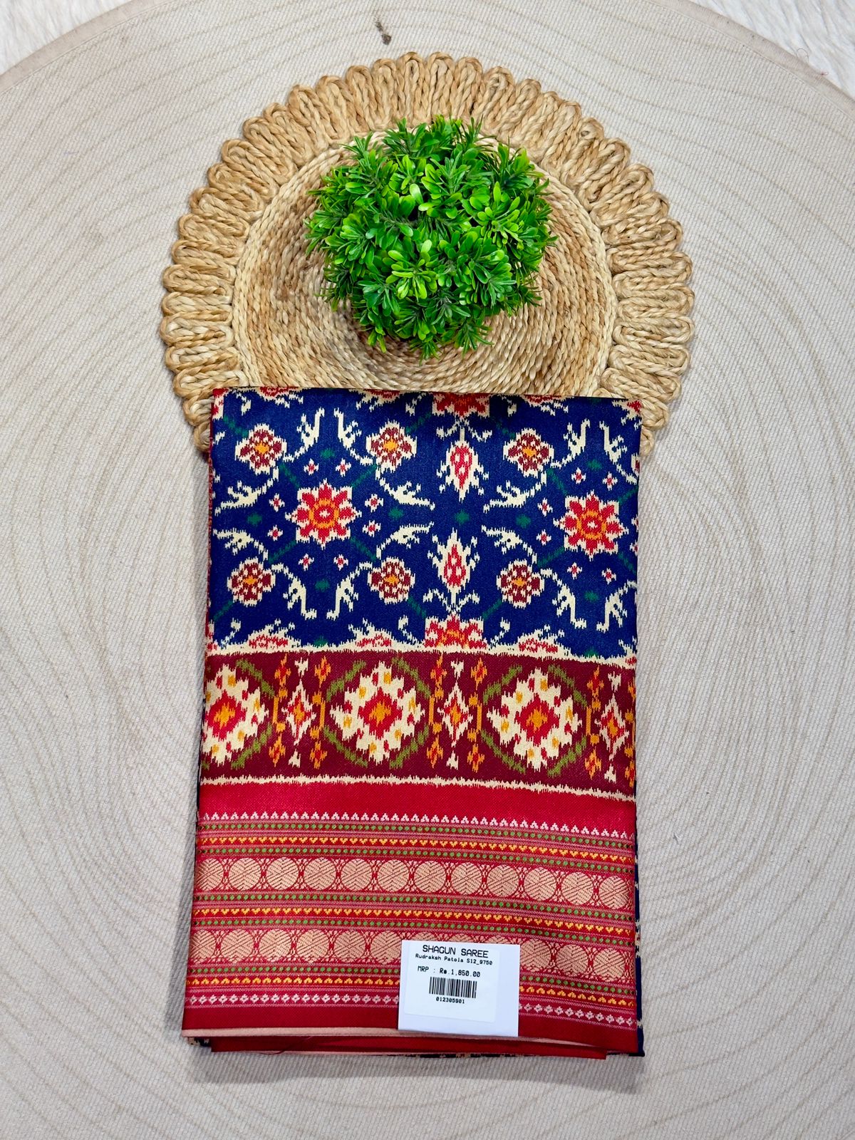 Patola Print Saree with Cream Floral Design | Traditional Saree by Shagun Sarees