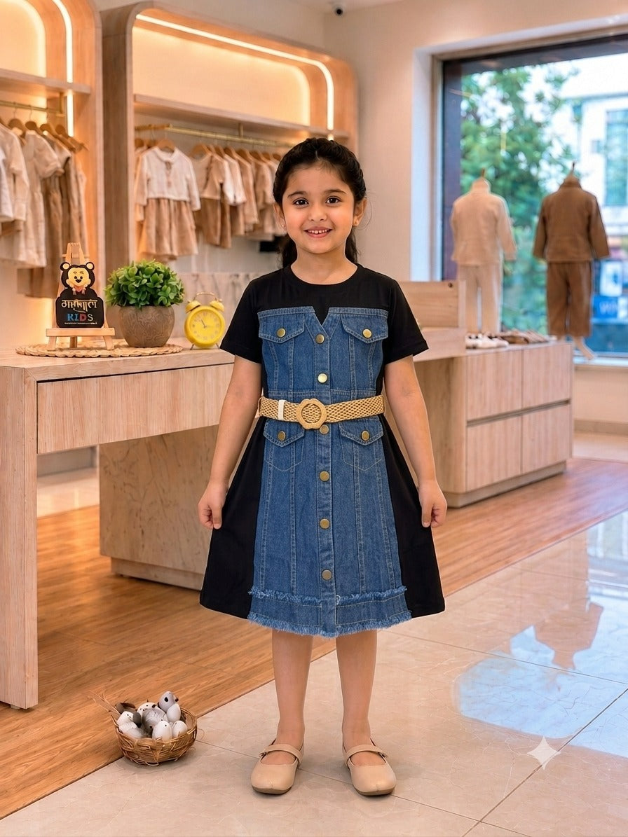 SHAGUN FASHION Kids Denim Style Fusion Dress