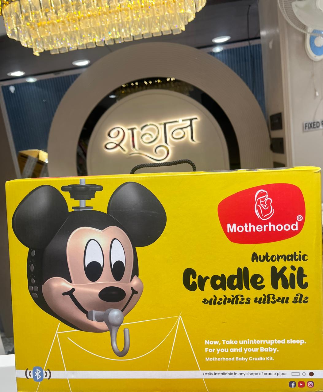 Motherhood Automatic Cradle Kit (Mickey Mouse Edition) – Remote Control & Bluetooth Baby Ghodiyu Motor by SHAGUN FASHION