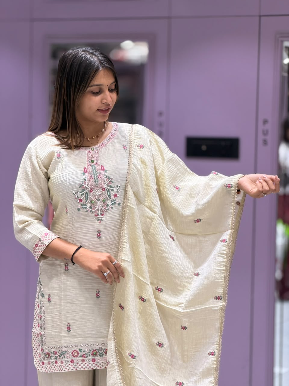 SHAGUN FASHION Premium Embroidered Kurti Pant Set with Dupatta