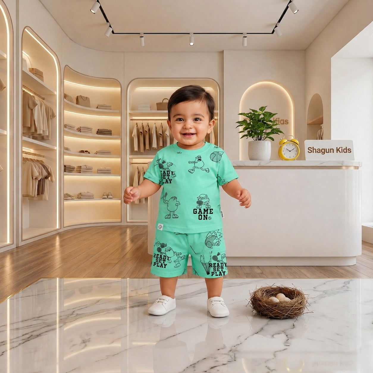 SHAGUN FASHION Cute & Stylish Printed Cotton T-Shirt & Shorts Set for Toddler Boys