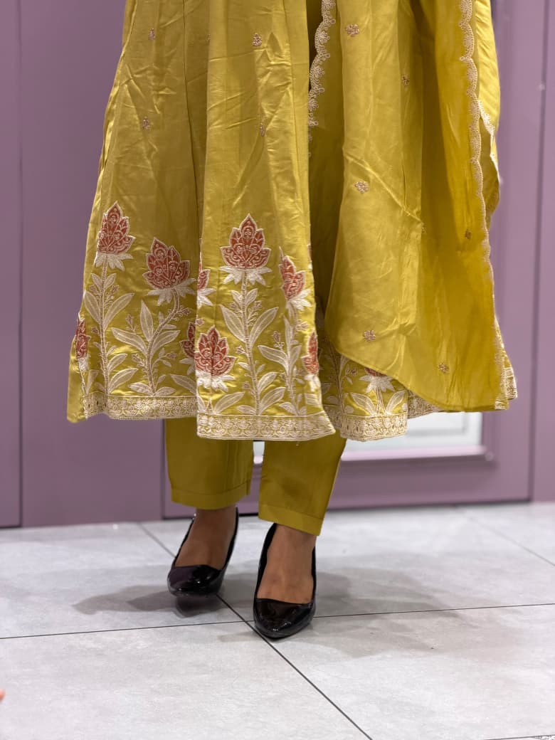 SHAGUN FASHION Mustard Yellow Anarkali Kurti Set with Dupatta