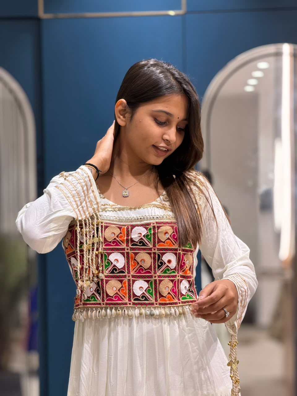 SHAGUN FASHION – Designer Kutchi Mirror Work Anarkali Gown