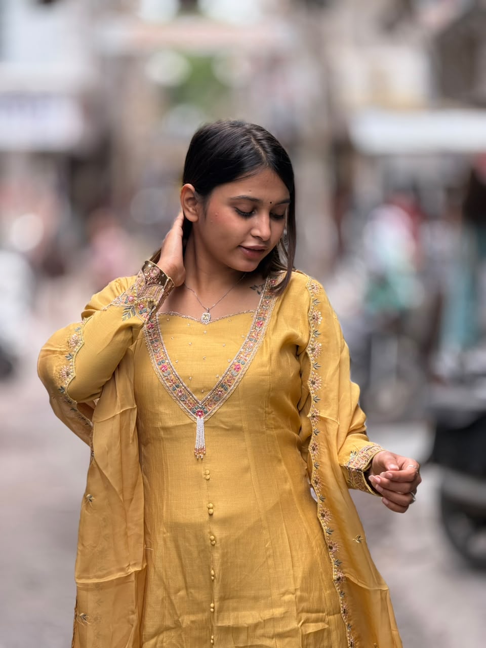 SHAGUN FASHION - Vibrant Mustard Yellow Designer Kurti Set with Dupatta