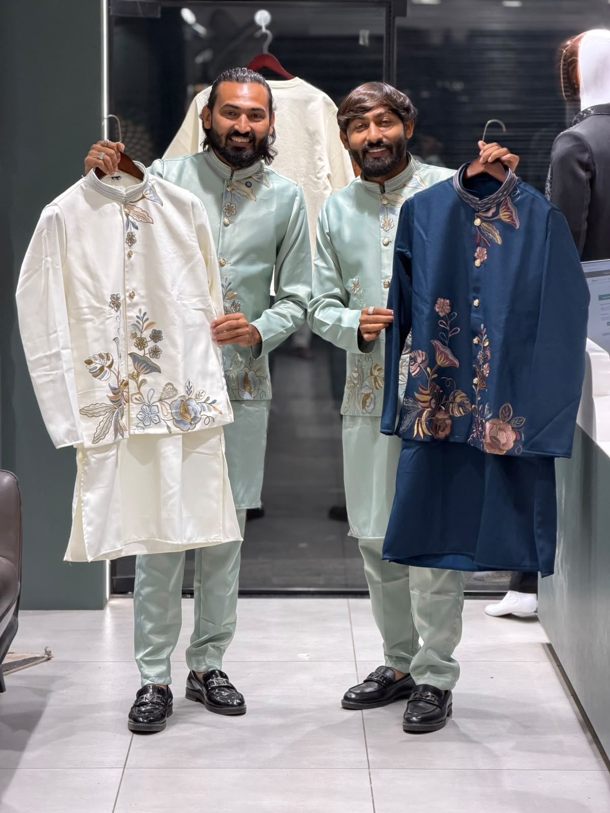 SHAGUN FASHION – Men’s Designer Floral Embroidered Kurta Jacket Set