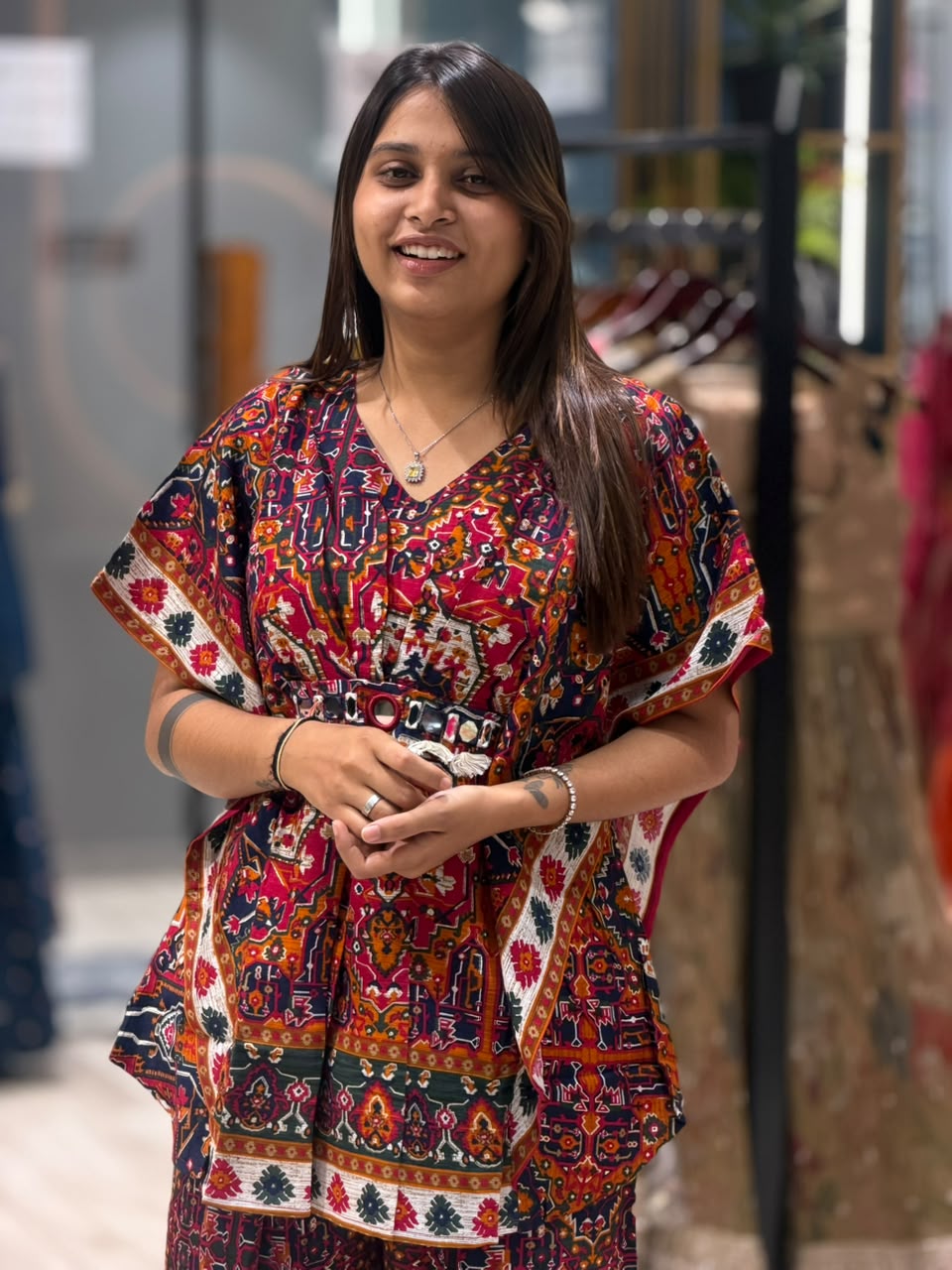 SHAGUN FASHION Multi-Color Ethnic Printed Kaftan Kurti with Parallel Pants Co-Ord Set