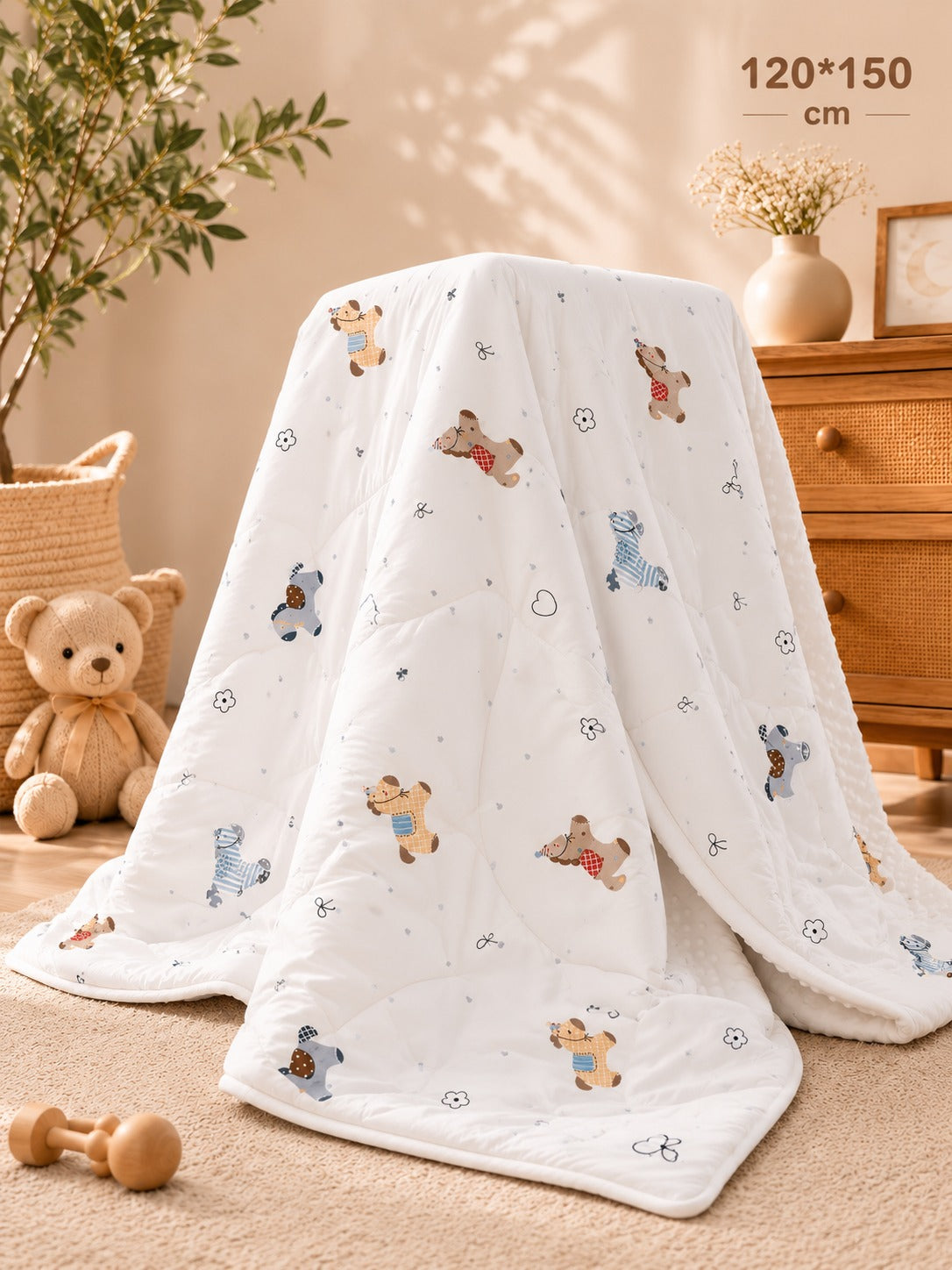 SHAGUN FASHION Ultra Soft Baby Quilt Blanket (120x150 cm) – Cute Cartoon Printed AC Dohar & Sleeping Blanket for Kids