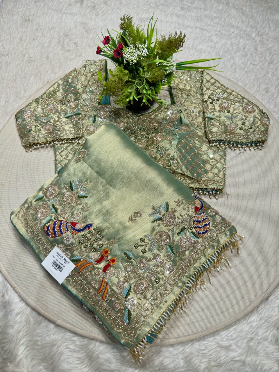 SHAGUN FASHION Exclusive Designer Silk Saree with Heavy Handwork Blouse & Peacock Motif Border