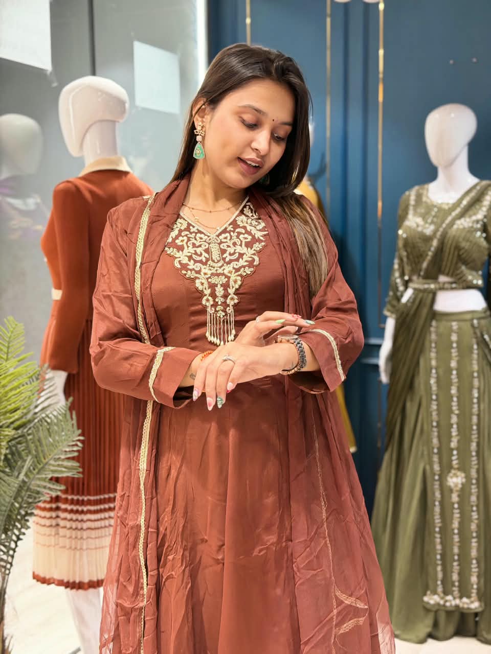 SHAGUN FASHION Premium Embroidered Kurti, Palazzo & Dupatta Set