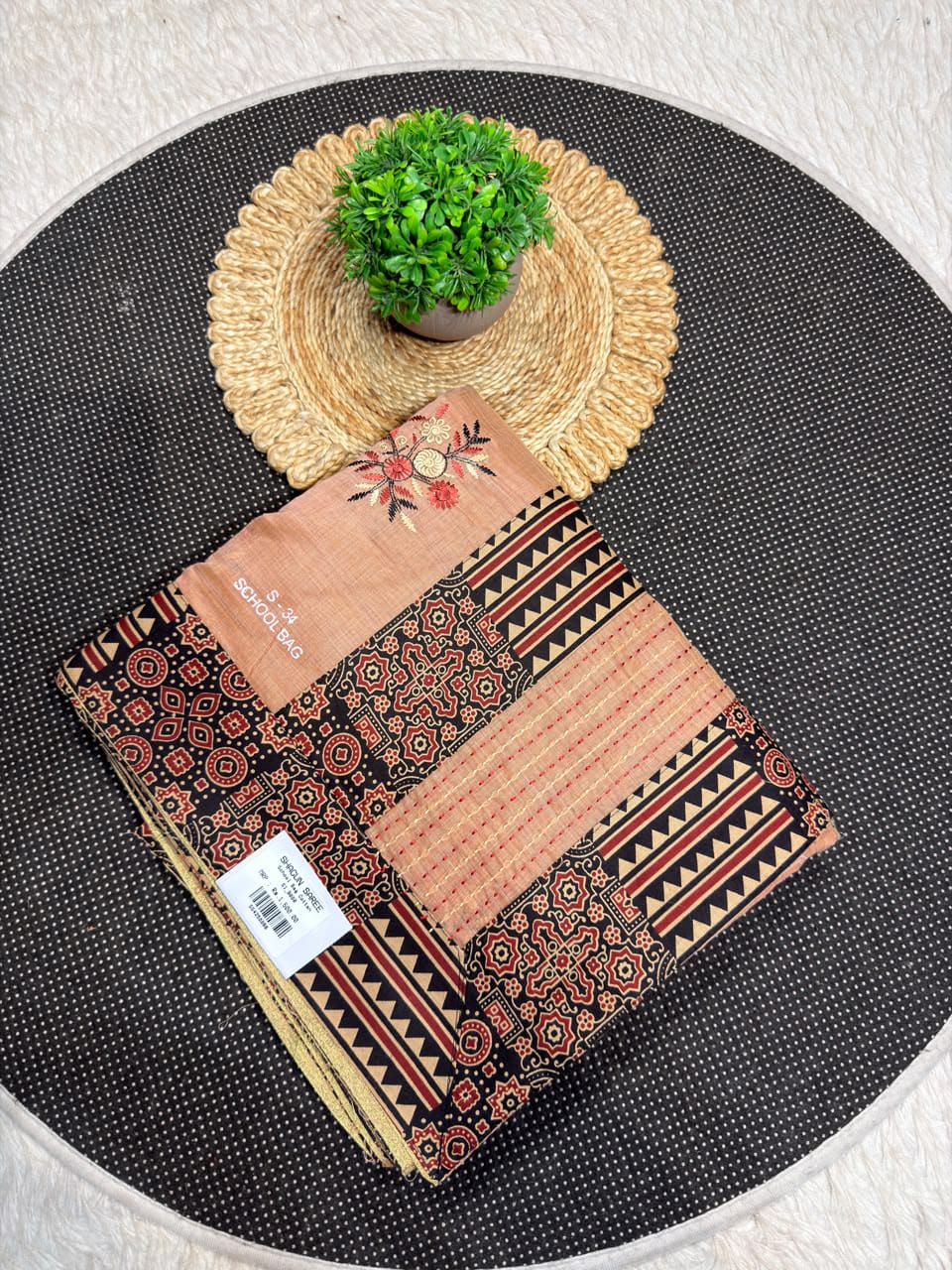 Exclusive Designer Cotton Saree with Traditional Print and Beautiful Embroidery by SHAGUN FASHION