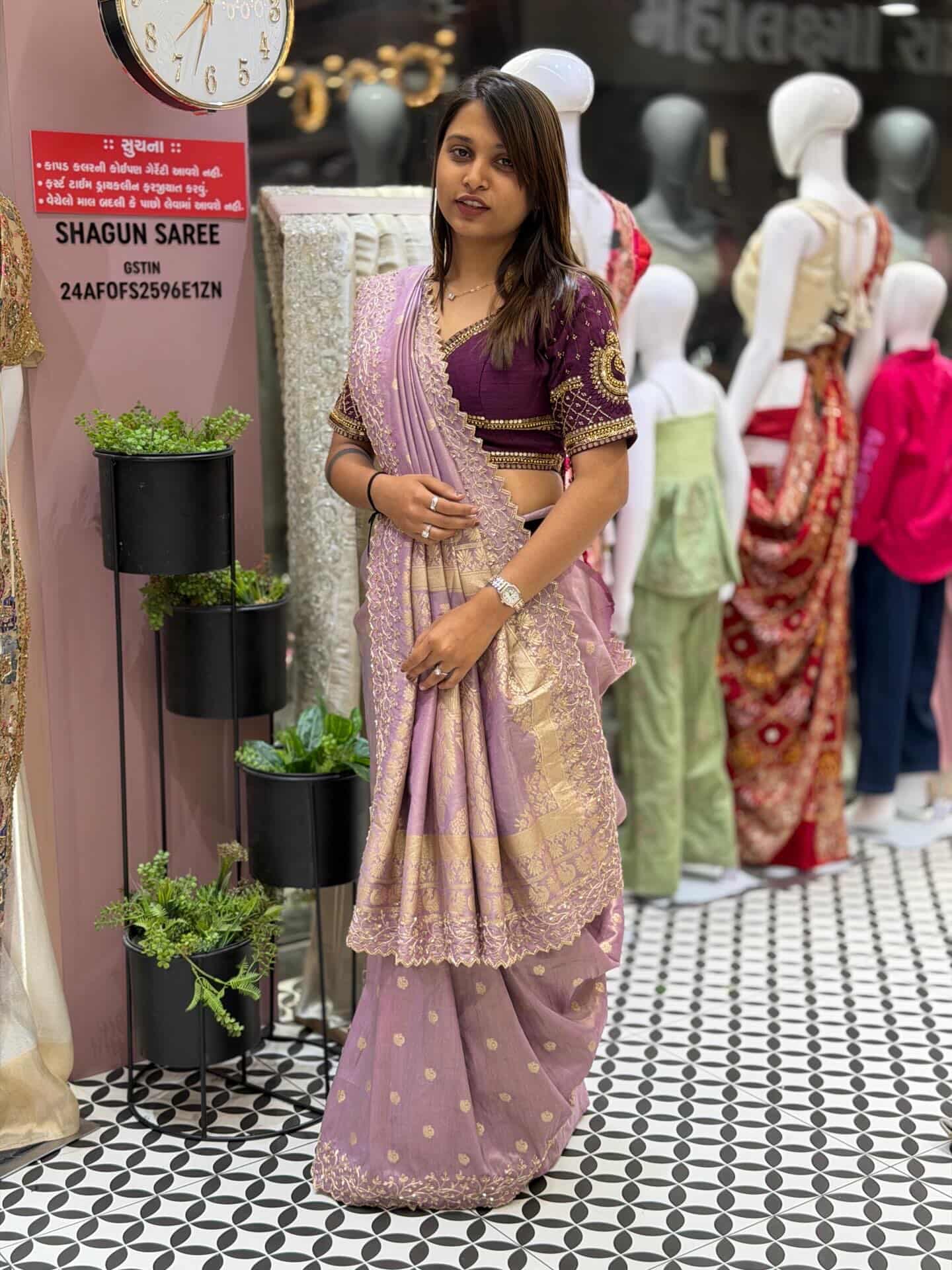 Silk Saree with Rich Zari Border | Designer Wedding Saree by Shagun Sarees