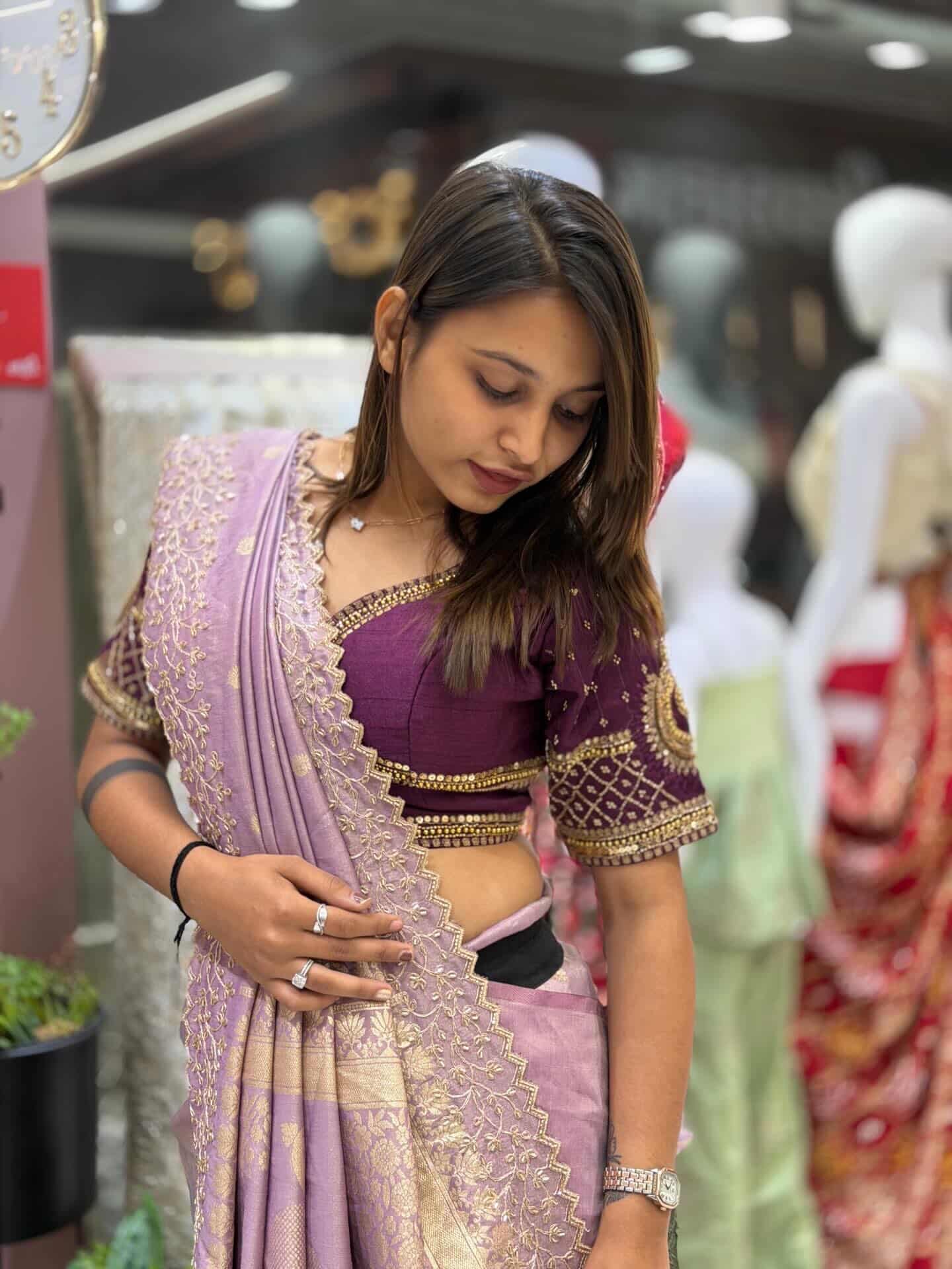 Silk Saree with Rich Zari Border | Designer Wedding Saree by Shagun Sarees