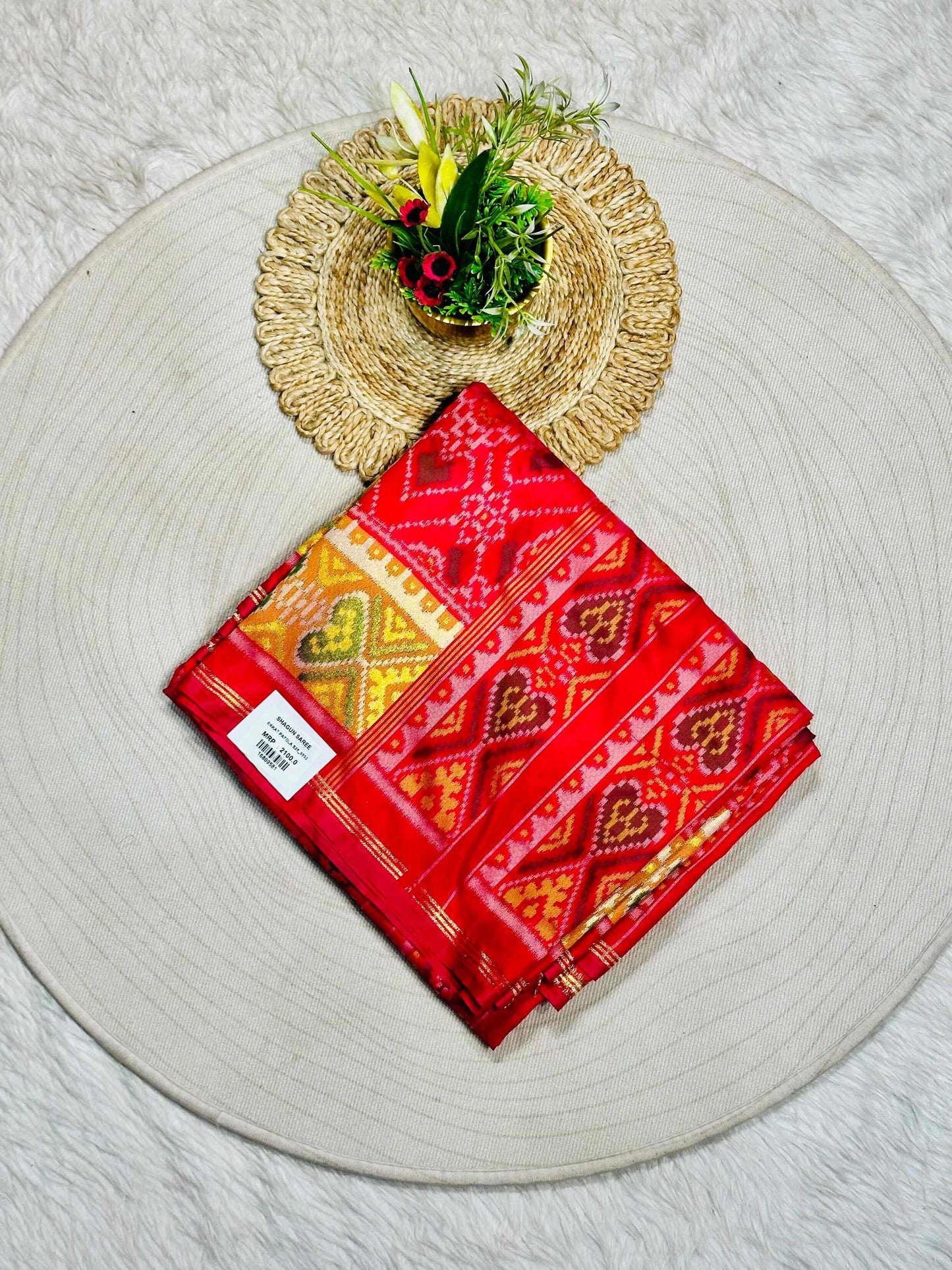 Patola Silk Saree with Tassels & Contrast Border | Designer Ethnic Wear by SHAGUN FASHION