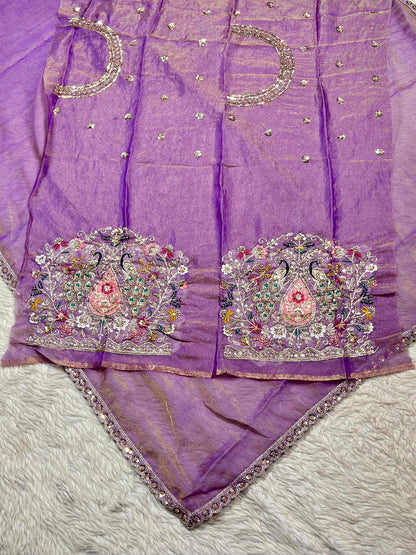 Organza Silk Embroidered Saree with Peacock Design | Designer Party Wear by SHAGUN FASHION