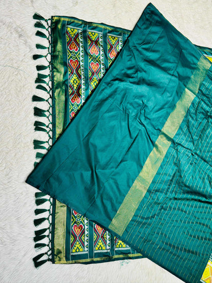 Patola Silk Saree with Tassels & Contrast Border | Designer Ethnic Wear by SHAGUN FASHION