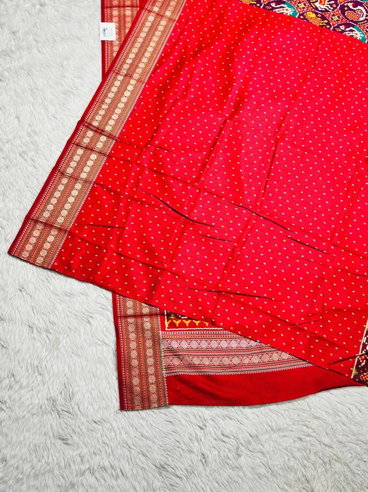 Red Elephant Motif Patola Print Saree | Traditional Festive Wear by Shagun Sarees
