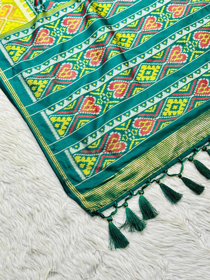 Patola Silk Saree with Tassels & Contrast Border | Designer Ethnic Wear by SHAGUN FASHION