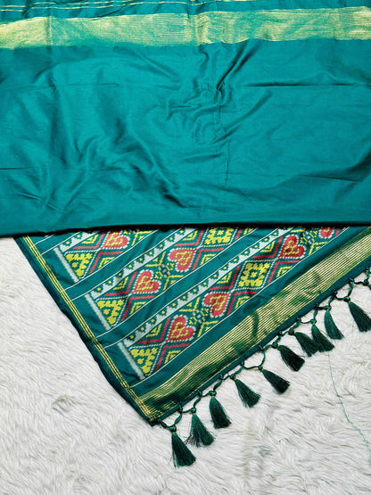Patola Silk Saree with Tassels & Contrast Border | Designer Ethnic Wear by SHAGUN FASHION
