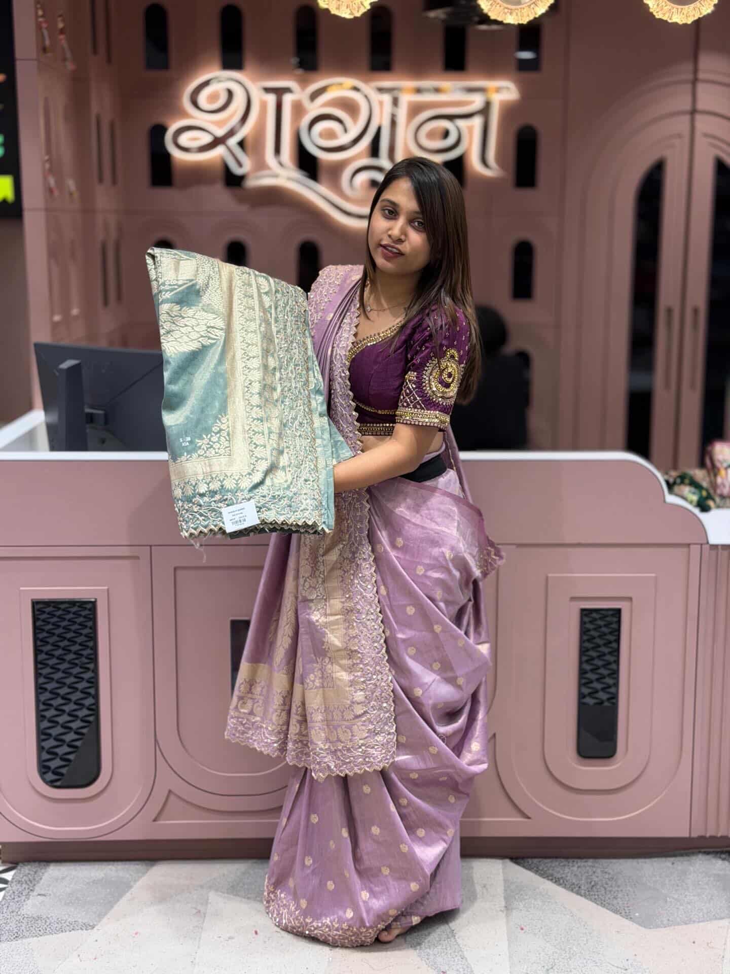 Silk Saree with Rich Zari Border | Designer Wedding Saree by Shagun Sarees
