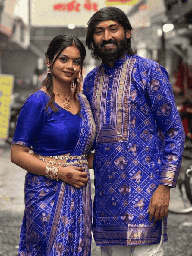 Premium Patola Couple Combo Set by SHAGUN FASHION – Saree & Men's Kurta Pair