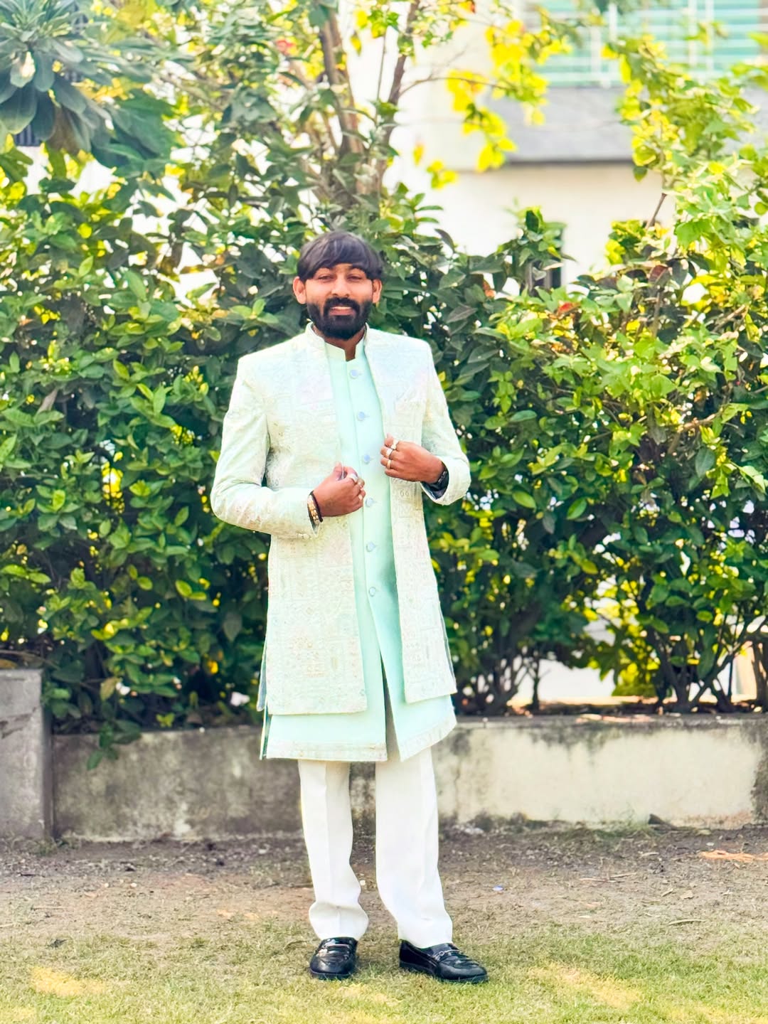 SHAGUN FASHION Indo-Western Sherwani Set with Embroidered Jacket
