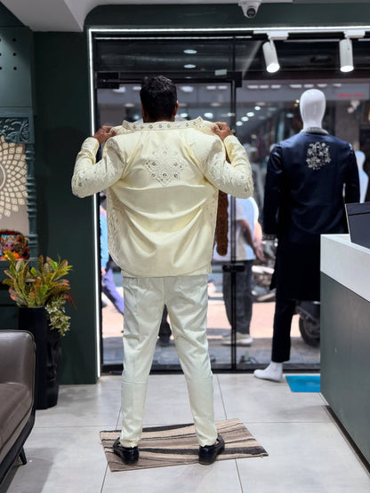 SHAGUN FASHION Men’s Embroidered Indo-Western Set with Designer Jacket | Wedding Wear