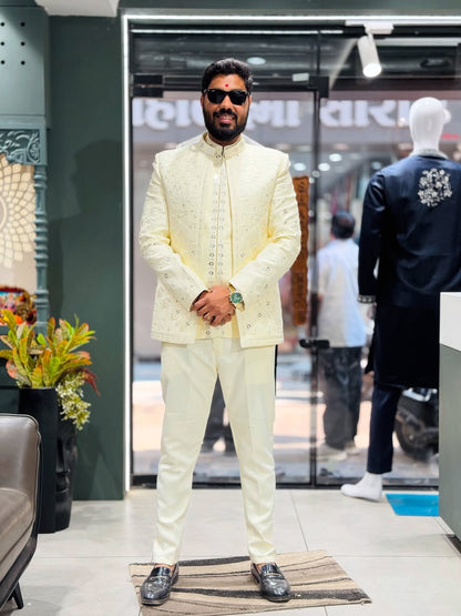 SHAGUN FASHION Men’s Embroidered Indo-Western Set with Designer Jacket | Wedding Wear
