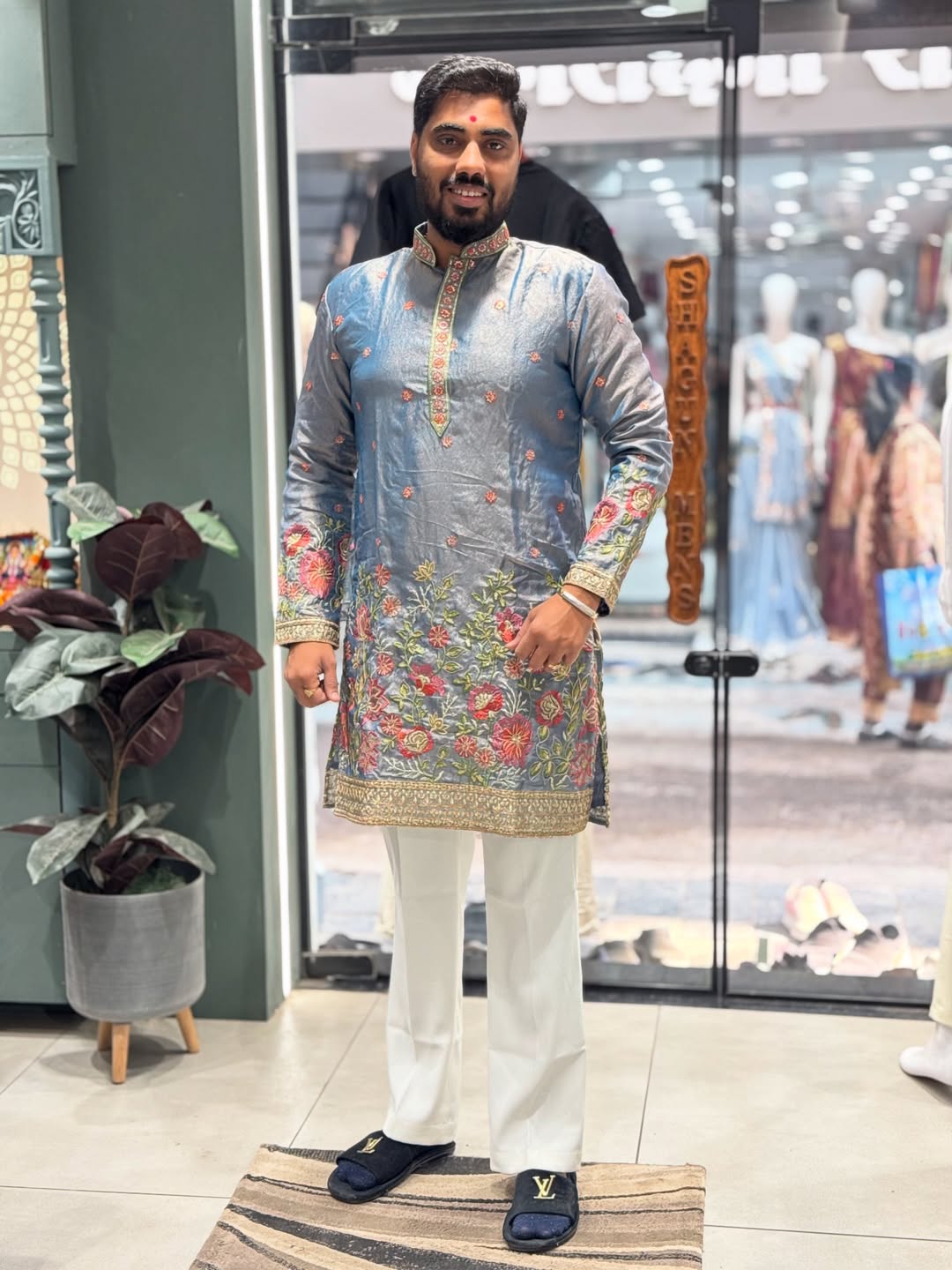 SHAGUN FASHION Premium Floral Embroidered Kurta Set for Men | Festive & Wedding Wear